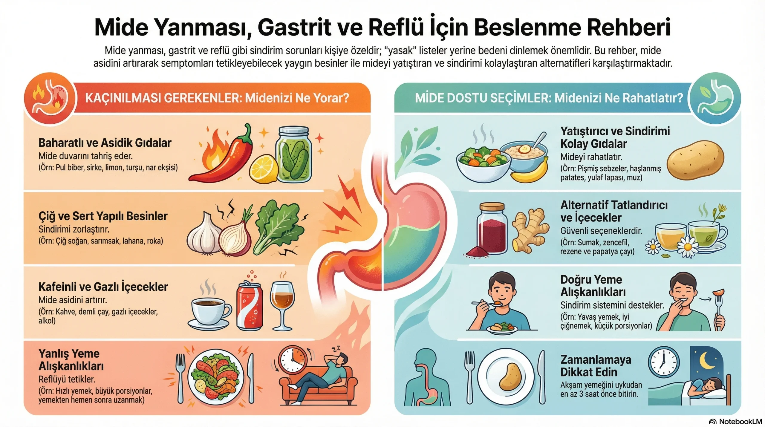 Mide Yanması - Gastrit ve Reflü Olanlar İçin Yasaklı Besinler